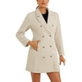 thumbnail image 2 of MODA NOVA Winter Overcoat for Juniors Notch Lapel Double Breasted Coats M Beige, 2 of 5