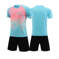 thumbnail image 4 of Sinleey Mens Soccer Jersey Training Uniform Teamwear Mesh Sport Shirts Tops with Drawstring Shorts Sky Blue XL, 4 of 7