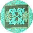thumbnail image 1 of Ahgly Company Indoor Round Abstract Turquoise Blue Modern Area Rugs, 6' Round, 1 of 4