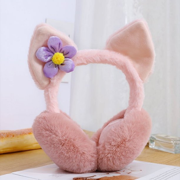 Orejeras de felpa plegables para mujer de invierno con forro de lana, orejeras frías y cálidas para estudiantes, anticongelantes y que calientan los oídos.