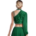 thumbnail image 2 of iiniim Women Shiny Rhinestone Dance Top Ballet Dance Adult Contemporary Shiny Crop Tops Green M, 2 of 5