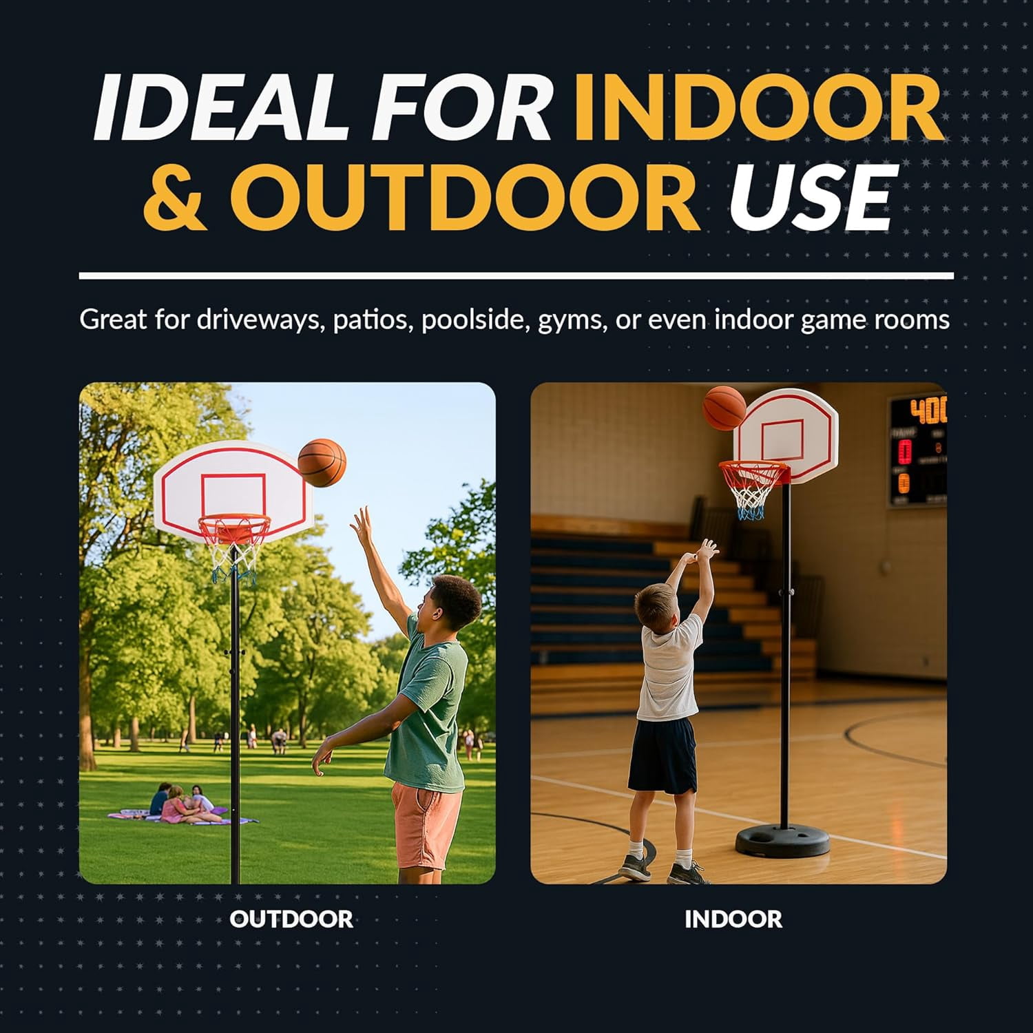 79 Inch Portable Basketball Hoop System, Height Adjustable Basketball Goal with Steel Rim, Padded Base & Weather-Resistant Backboard, Indoor Outdoor Sports for Kids and Adults