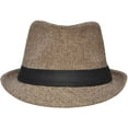 thumbnail image 2 of Simplicity Women/ Men's Structured Wool Felt Blend Fedora Hat, Brown/Tan, 2 of 4
