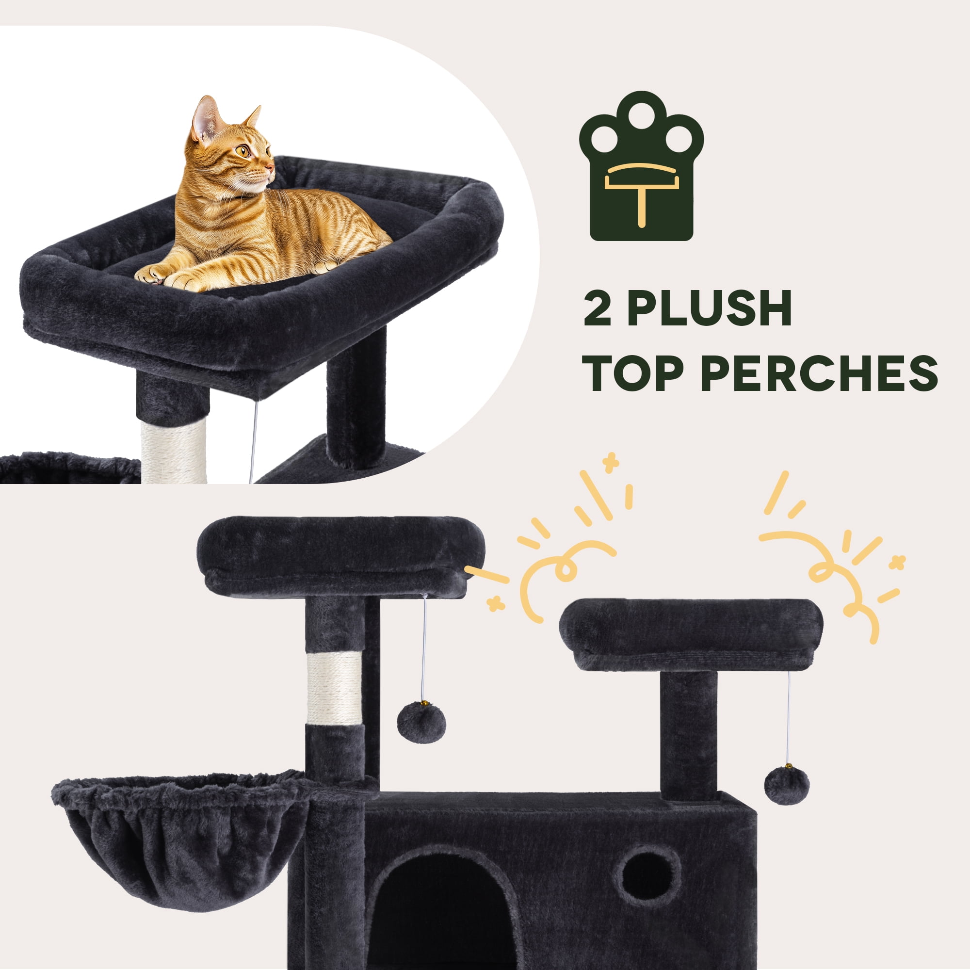 Einfach 81" Multi-Level Tall Cat Tree Tower, Larger Cat Condo with Hammock, Cozy Pussycat Perches, Sisal Scratching Posts, Blue