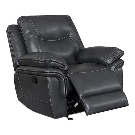 Bowery Hill Transitional Vinyl Faux Leather Recliner Chair in Gray