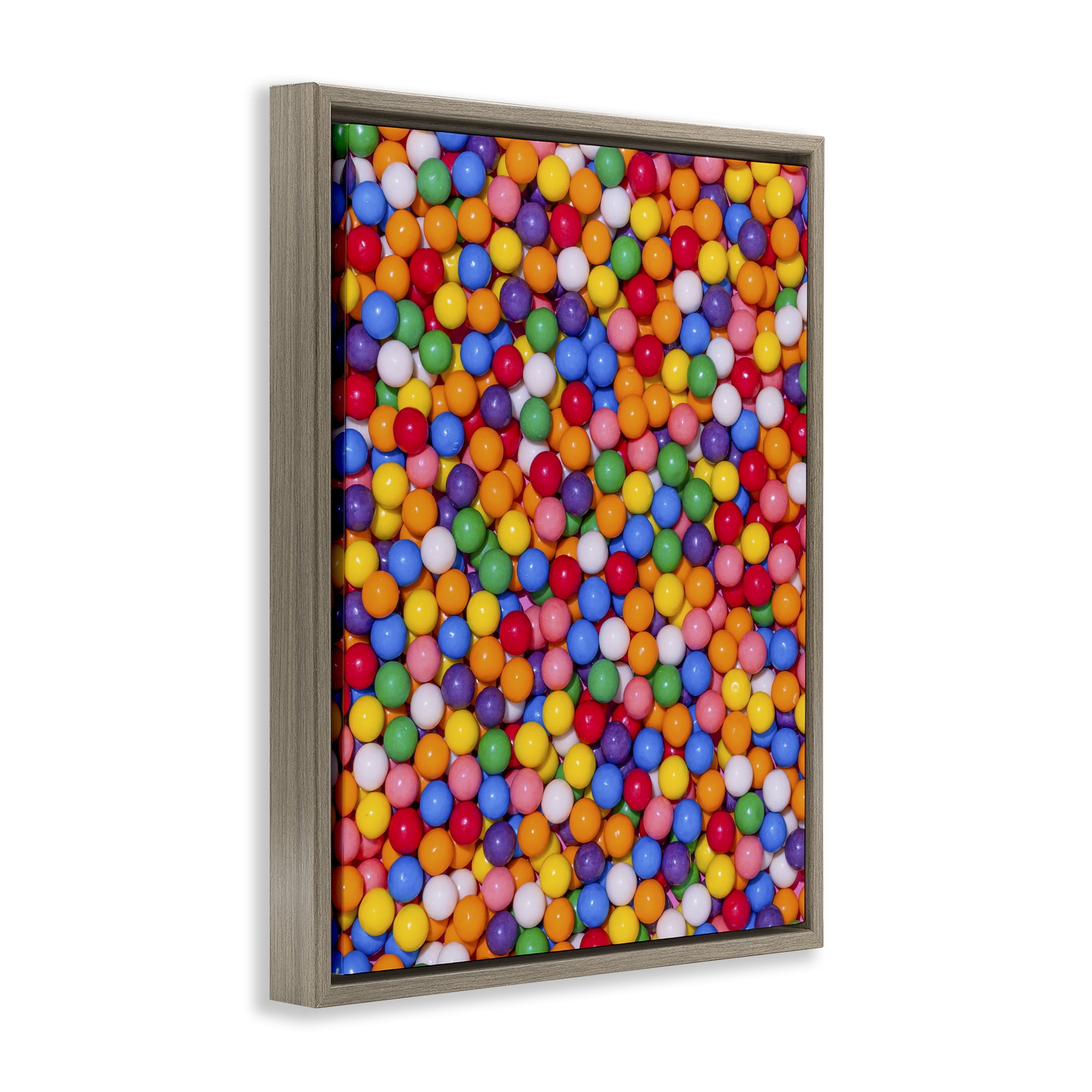 Stupell Industries Colorful Gumballs Close Up Brown Framed Floater Canvas Wall Art, design by LISH Creative