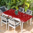 thumbnail image 2 of Red Christmas Table Cloths for 3 Foot Rectangle Tables, Snowflake Winter Xmas Ball Patio Waterproof Elastic Fitted Tablecloths, Washable Rectangular Table Cover for Camping, 2 of 8