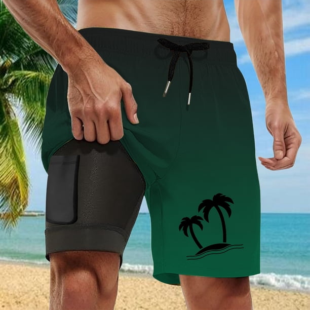 WILLBEST Bañador Corto para Hombre con Forro de Compresión y Entrepierna, con Bolsillos