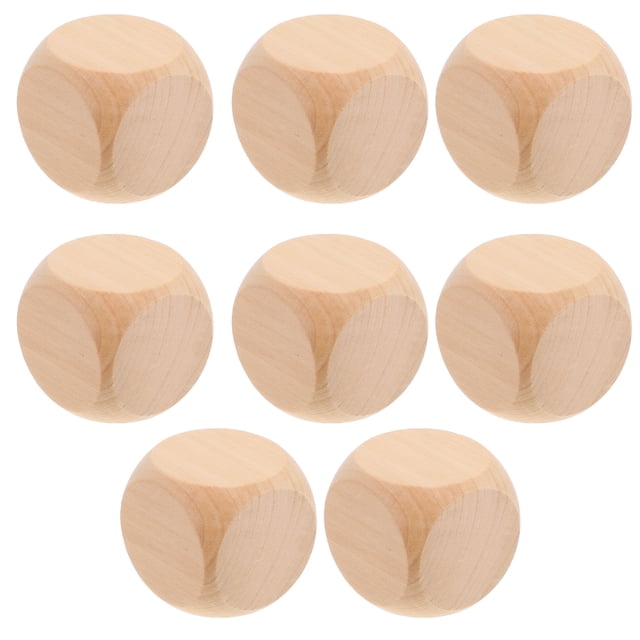 Shisuyan 8pcs Blank Wooden Dices Unfinished Diy Block 6 Sided Mini Wood Square Cubes Rounded Corners For Diy Craft Projects Games Parties