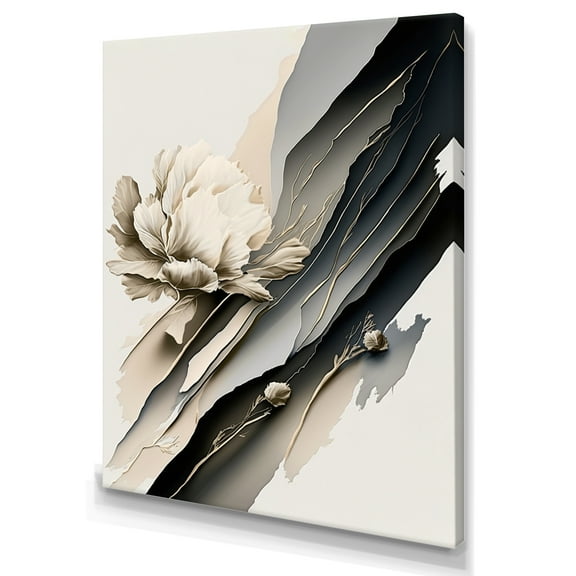 Designart Beige And Pink Peony Flowers Hyperrealistic II Canvas Wall Art