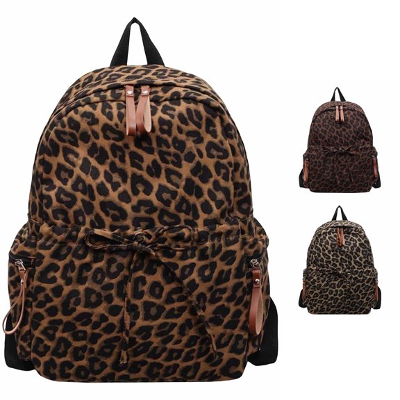 UJNDER Students Leopard Print Large Capacity Backpack for Commuting Travel and Daily School Use Versatile Daypack,Brown,Large