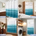 thumbnail image 6 of No Hook Shower Curtain with Built-in Rings - Teal White Washable Waterproof Fabric Bathroom Curtains for Hotel,Rentals, Stall 54 X 78 Inch , Abstract Brush Stroke, 6 of 6