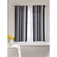 thumbnail image 3 of Blue and Brown Geometric Stripe Pattern Curtains 45 Inch Length, Sheer Curtains for Bedroom Living Room Window Rod Pocket Voile Drapes Kitchen Curtains Small Half Window 52"x45" 2 Panels, 3 of 6