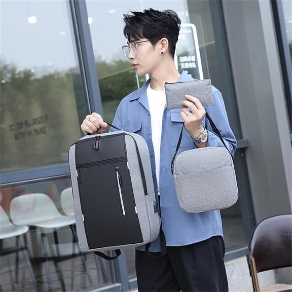 VOAVEKE Backpacks For School,School Supplies,3Pcs/Set USB Charging Port Camping Travel Backpack Business Daypack