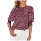 thumbnail image 2 of ICHUANYI Clearance Fashion Women's Summer Round -Neck Short Sleeve Sexy Top Blouse(Wine, M) ICHUANYI WER2023080701866, 2 of 6