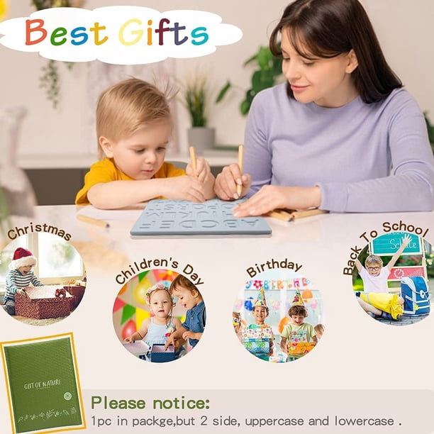 Planche à Tracer Lettres Montessori – Bois Double Face, Majuscules/minuscules, Flèches De Guidage | Jouet éducatif 3-6 Ans