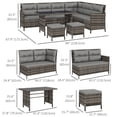 thumbnail image 3 of Light Grey 6-Piece Outdoor Rattan Sofa Set with Dining Table | Patio Sectional Couch for Garden, Poolside & Backyard Lounging, 3 of 7