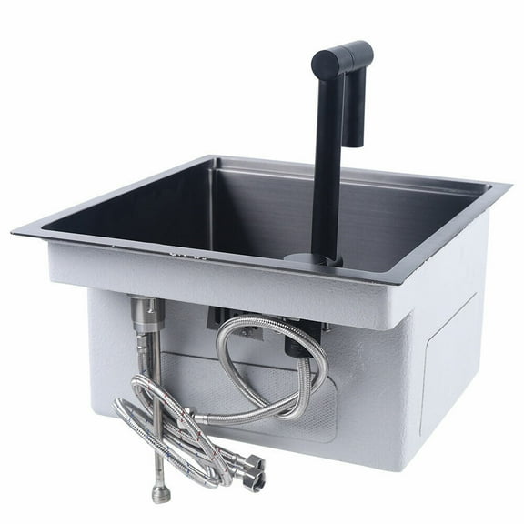 Stainless Steel Hidden Kitchen Square Sink Single Bowl With Folding Faucet Black Undermount Hidde Kitchen Sink Single Bowl W/Folding Faucet Scratch-Resistant