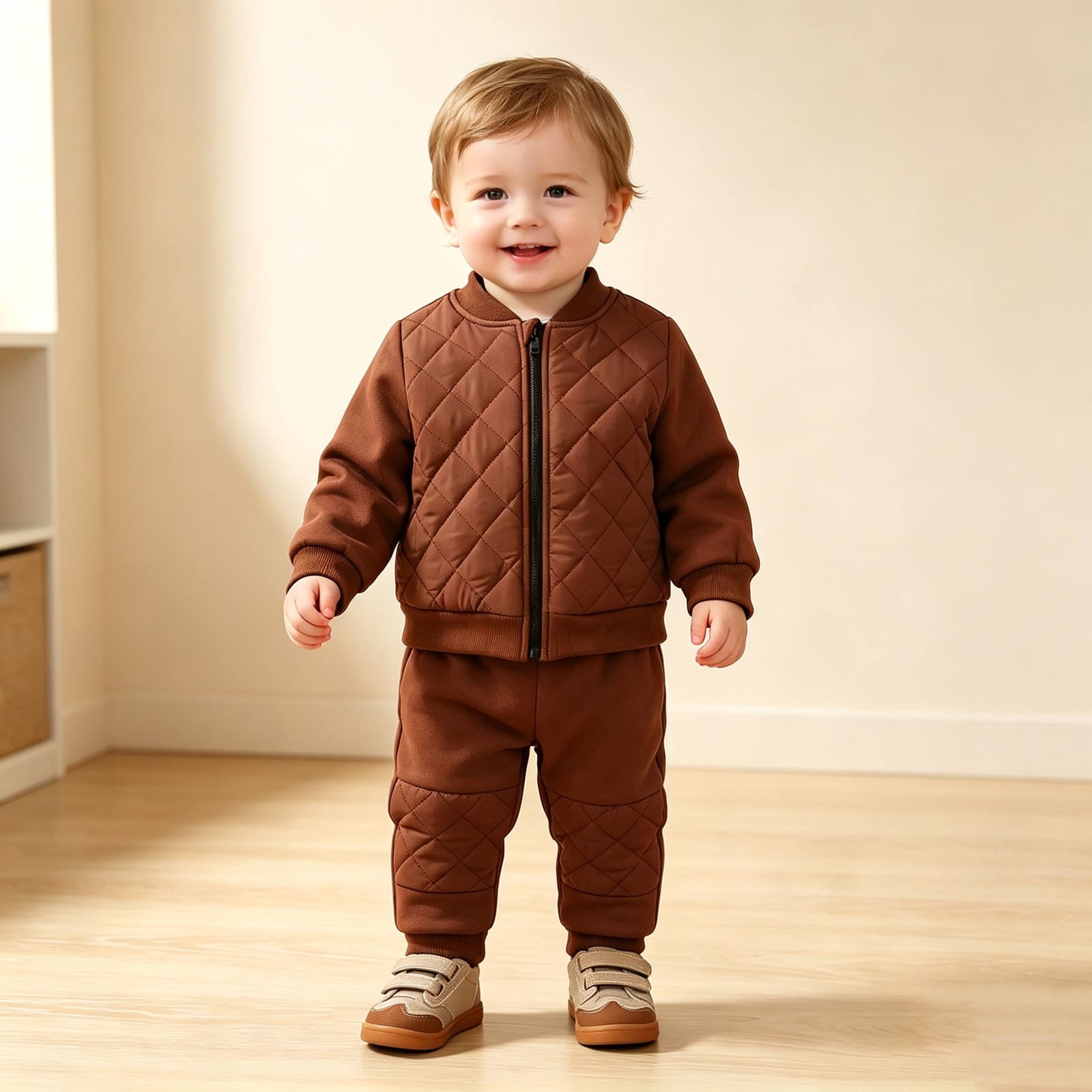 Bigetiay Boys Long Sleeve Plaid Jacket And Pants Two Piece Outfit Toddler Baby Casual Matching Ensemble, Size 6-9 Month