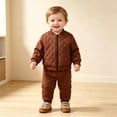 thumbnail image 2 of HAYIMI Boys Long Sleeve Quilted Jacket And Pants Two Piece Outfit Sets Toddler Baby Casual Soft Clothing Sets, 2 of 8