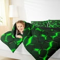 thumbnail image 4 of Manfei Neon Green Honeycomb Bedding Comforter Set, Abstract Geometric Twin Comforter Sets, Teens Boys Girls Kids Reversible Bedding Set, Breathable Home Decor, 2pcs, 4 of 8