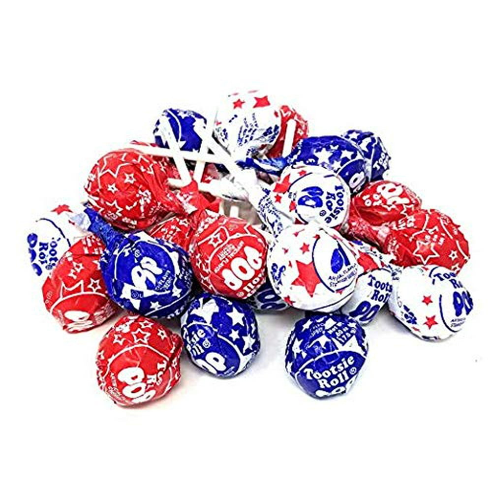 Patriotic Tootsie Roll Tootsie Pops 1 Lb Resealable Stand Up Candy