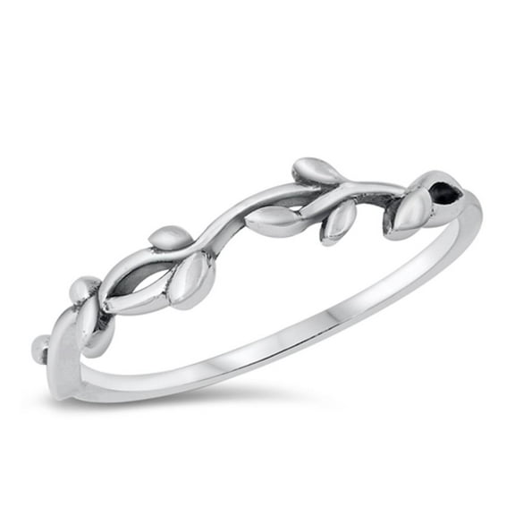 Classic Ring Woodland Branch Leaf .925 Sterling Silver Band Jewelry Female Male Unisex Size 7