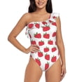 thumbnail image 2 of Yiaed Cartoon Strawberry Print Women One Piece Swimsuits Tummy Control One Shoulder Bathing Suits Pattern Ruffle Swimwear-Large, 2 of 8