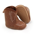 thumbnail image 5 of Povozer Western Boots Cowboy Bootie Soft Sole Non-Slip Crib Shoes for Baby(Coffee,5.5), 5 of 5