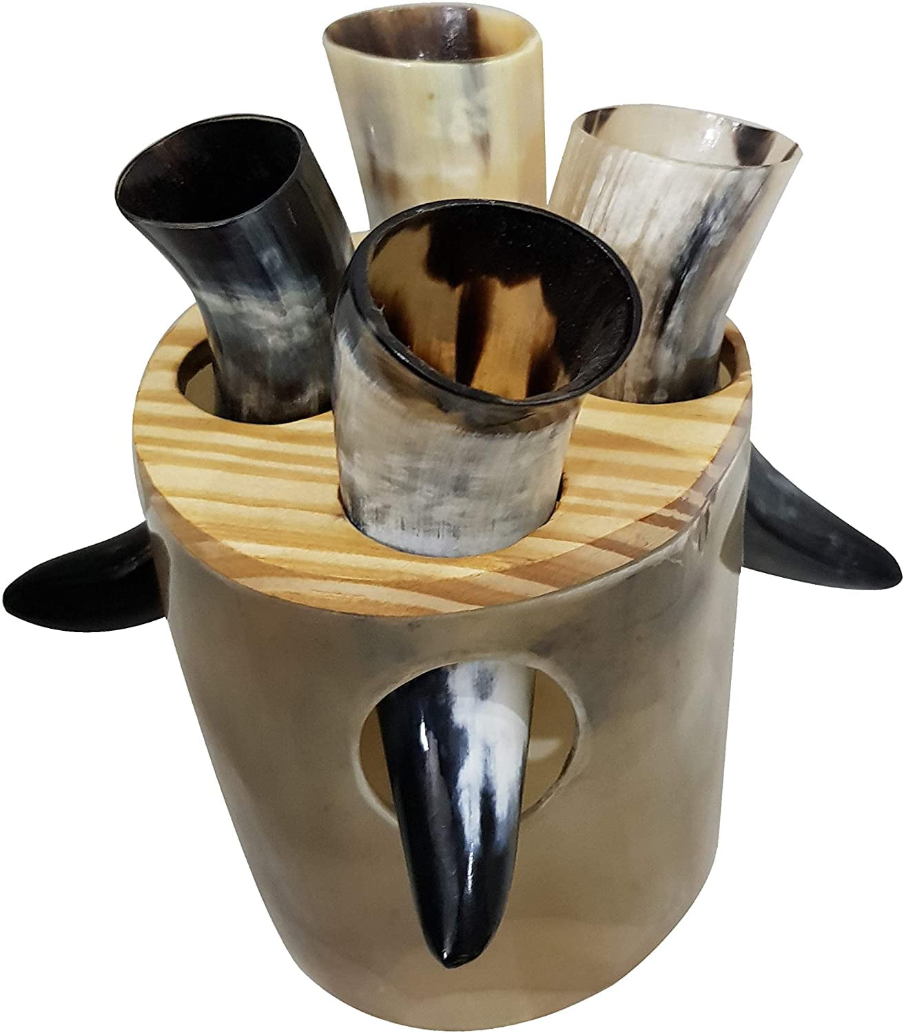 Vintage Handmade Ceremonial Viking Mead Drinking Horn Set Of 4 Ale Sip Mead Ancient With Stand