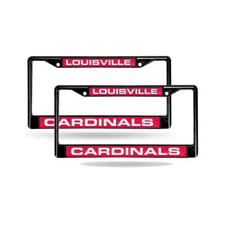 Louisville-Cardinal's Black Metal Laser License Plate Frame - Set of 2 Frames