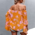 thumbnail image 4 of Camisa Fruncida de manga acampanada NikouMX, Tops con hombros descubiertos, S, 4 of 6