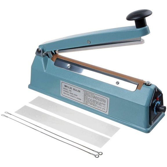LNGOOR 12" Impulse Bag Sealer Manual Heat Sealer Poly Bag Sealing Machine with 2 Replacement Kit for Plastic Bags PE PP Bags