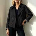 thumbnail image 6 of QQZ Relaxed Cropped Double Breasted Trench Jacket Women, Lightweight Cardigans For Women Trendy, Fall Travel Business Casual Commute Street Daily Outfits, 6 of 9