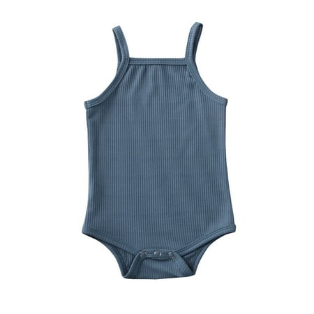 

Baby Girl s Romper Halter Sleeveless Bodysuit Ribbed Jumpsuit Outfits
