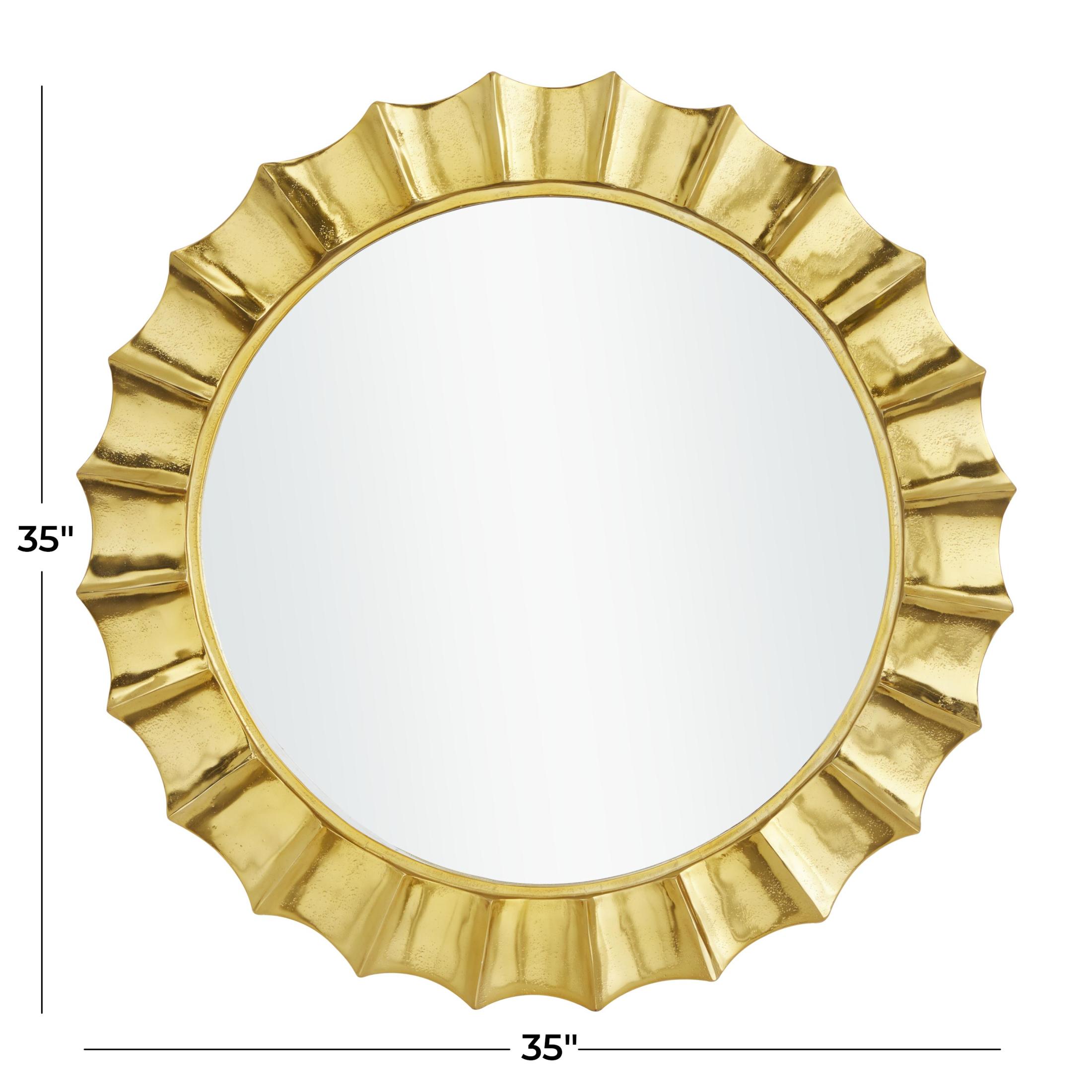 DecMode 35" x 35" Gold Starburst Wall Mirror