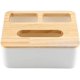 thumbnail image 5 of Estuche para servilletas, caja de pañuelos de plástico con cubierta de bambú/madera extraíble, organizador de almacenamiento para el hogar, el automóvil y la oficina (rectángulo de 3 cuadrículas), 5 of 5