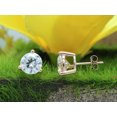 thumbnail image 3 of 14K Rose Gold Post & 925 Sterling Silver 7.5MM Round Cut Lab Created Moissanite Diamond 3-Prong Martini Style Stud Earrings 3.0ct, 3 of 9
