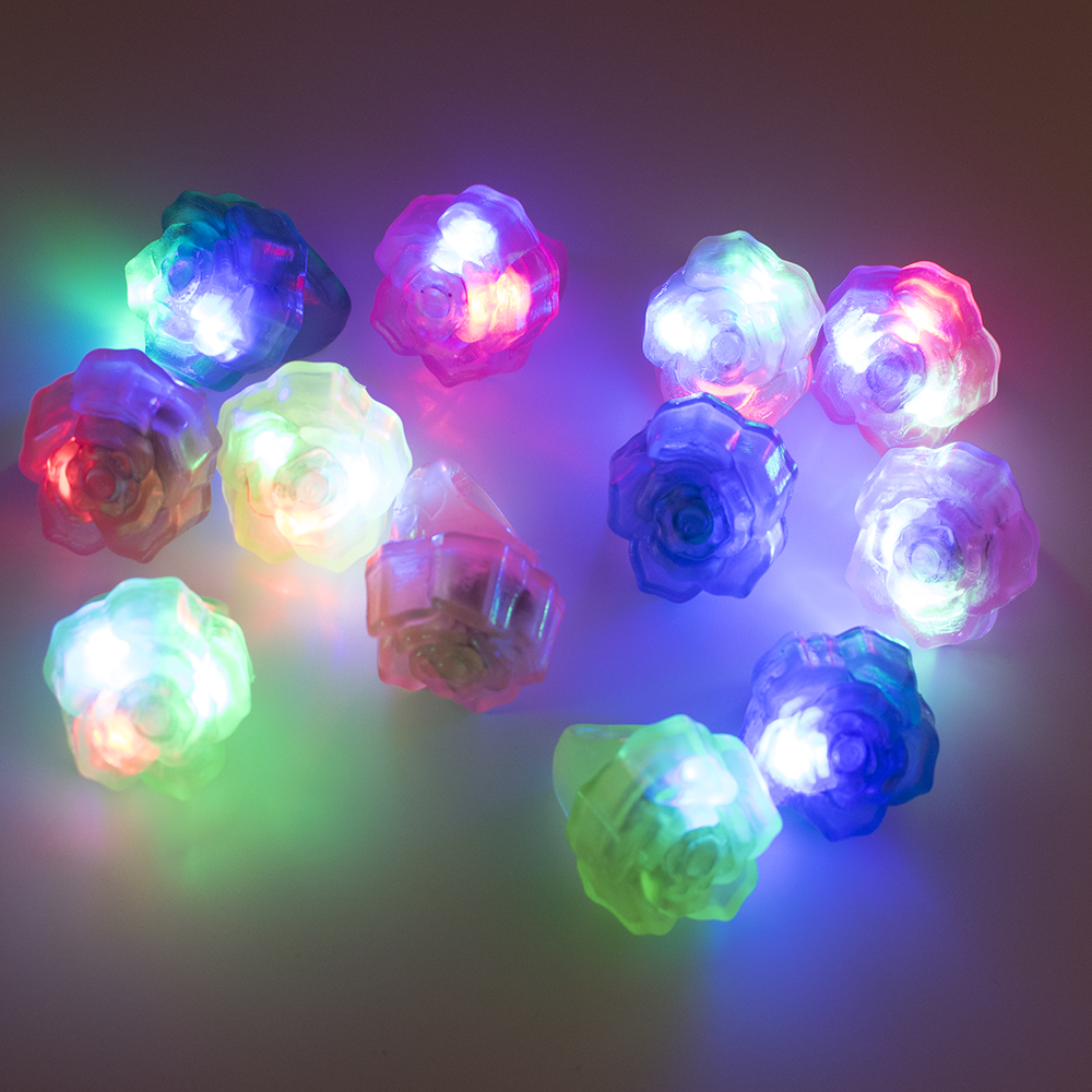 24pcs Flashing Led Ring, 2 Styles Designstrawberry And Rose Pattern