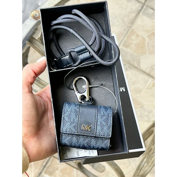 Michael Kors Men Women's Airpod Case Unisex Black with Lanyard Comes With Box MK