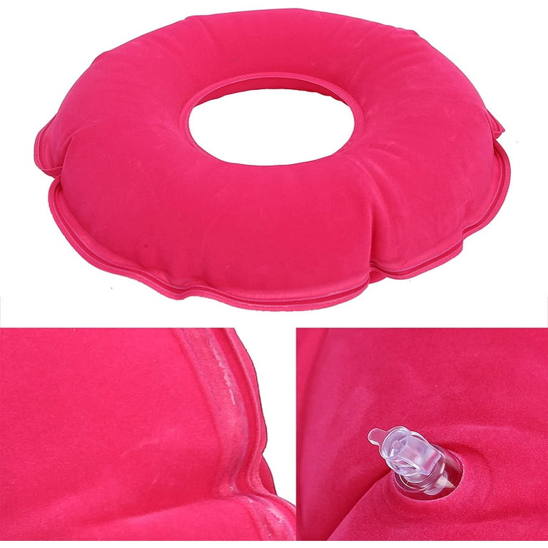 TRIANU Donut Pillow 15 Inflatable Donut Cushion for Tailbone Pain Relief Donut Pillow Seat Cushion for Hemorrhoids Bed Sores Prostatitis Red