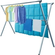 AEDILYS 79in Folding Drying Rack, Indoor/Outdoor, Collapsible Laundry & Clothing Dry, Silver