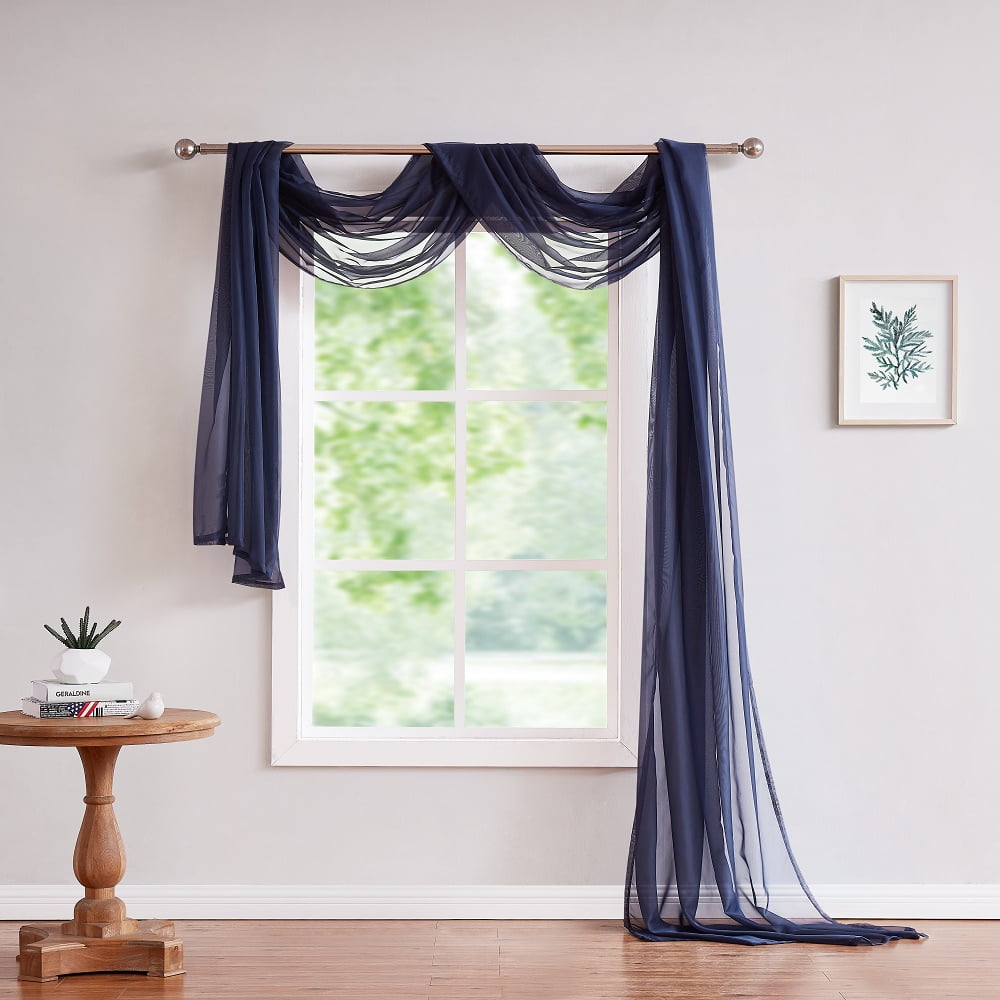 WARM HOME DESIGNS Set of 2 White & N Blue Queen Canopy Bed Curtains in 55 x 216 Inch Size. BE White & N Blue 216