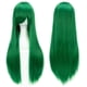 thumbnail image 1 of Zhuge Pelucas de cabello natural liso de 80 cm de largo con flequillo para cosplay, peluca colorida para fiesta de disfraces de Halloween para niña (verde brillante), 1 of 5