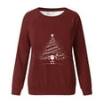 thumbnail image 2 of Merry Christmas Tree Sweatshirts for Women Graphic Crewneck Oversized Sweater Cotton Tops Printed Long Sleeve (X-Large, Wine), 2 of 6