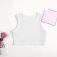 thumbnail image 4 of Sgkm Athletic Shirts for Girls Sports Sleeveless Top Gymnastics Solid Color Racerback Crop Top White 3-4 Years, 4 of 4