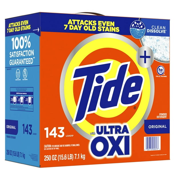 Tide He Ultra Oxi Powder Laundry Detergent, Original, 143 Loads, 250 Oz