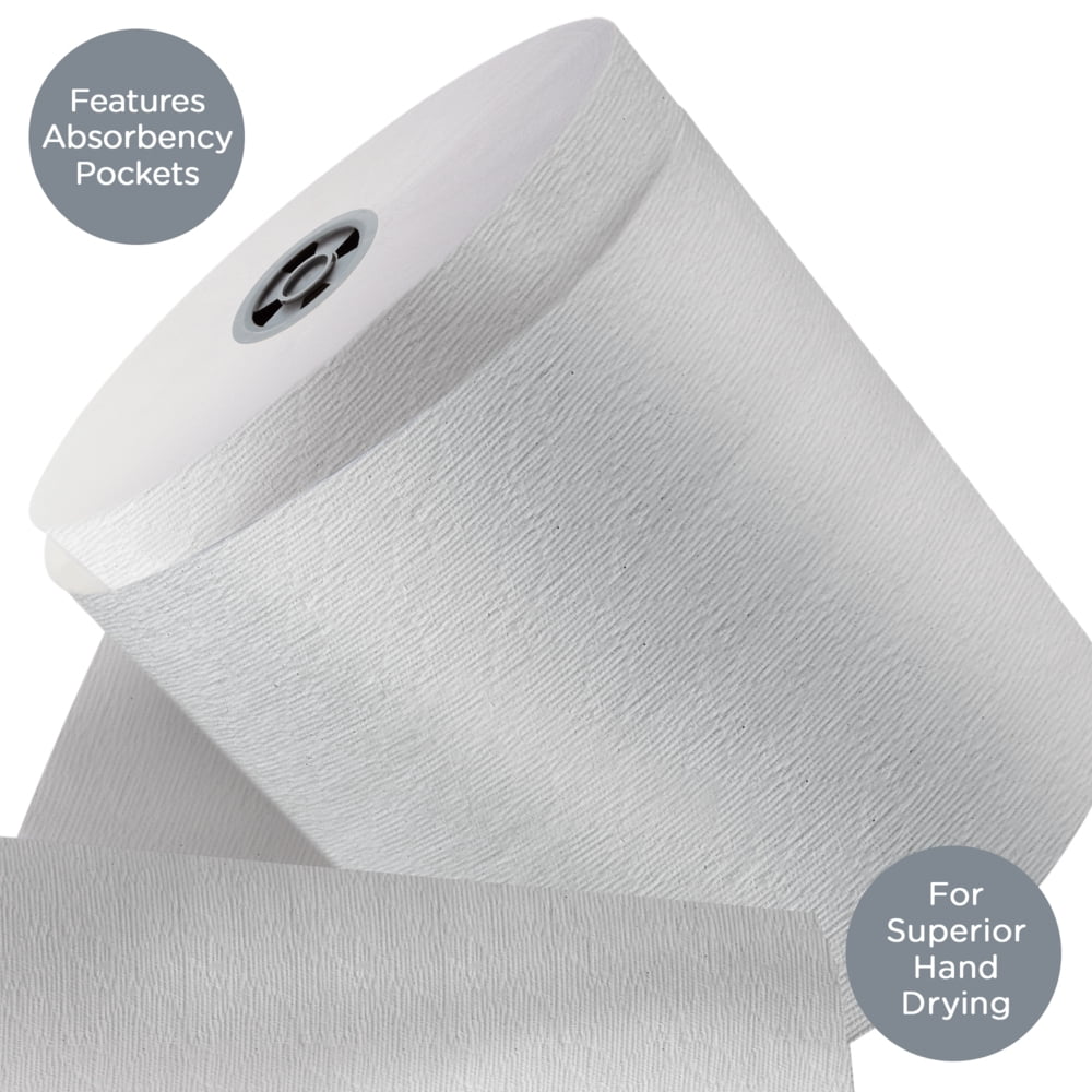 7.5 in. x 700 ft. 1-Ply Hard Roll Paper Towels with Premium Absorbency Pockets - Gray Core/White (6/Carton)