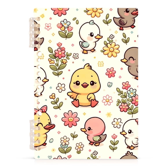 Cute Duck and Flower Notebooks 1-subject Journal 60 Sheets A5 College Ruled Paper Detachable Ring 8.3"x5.7"