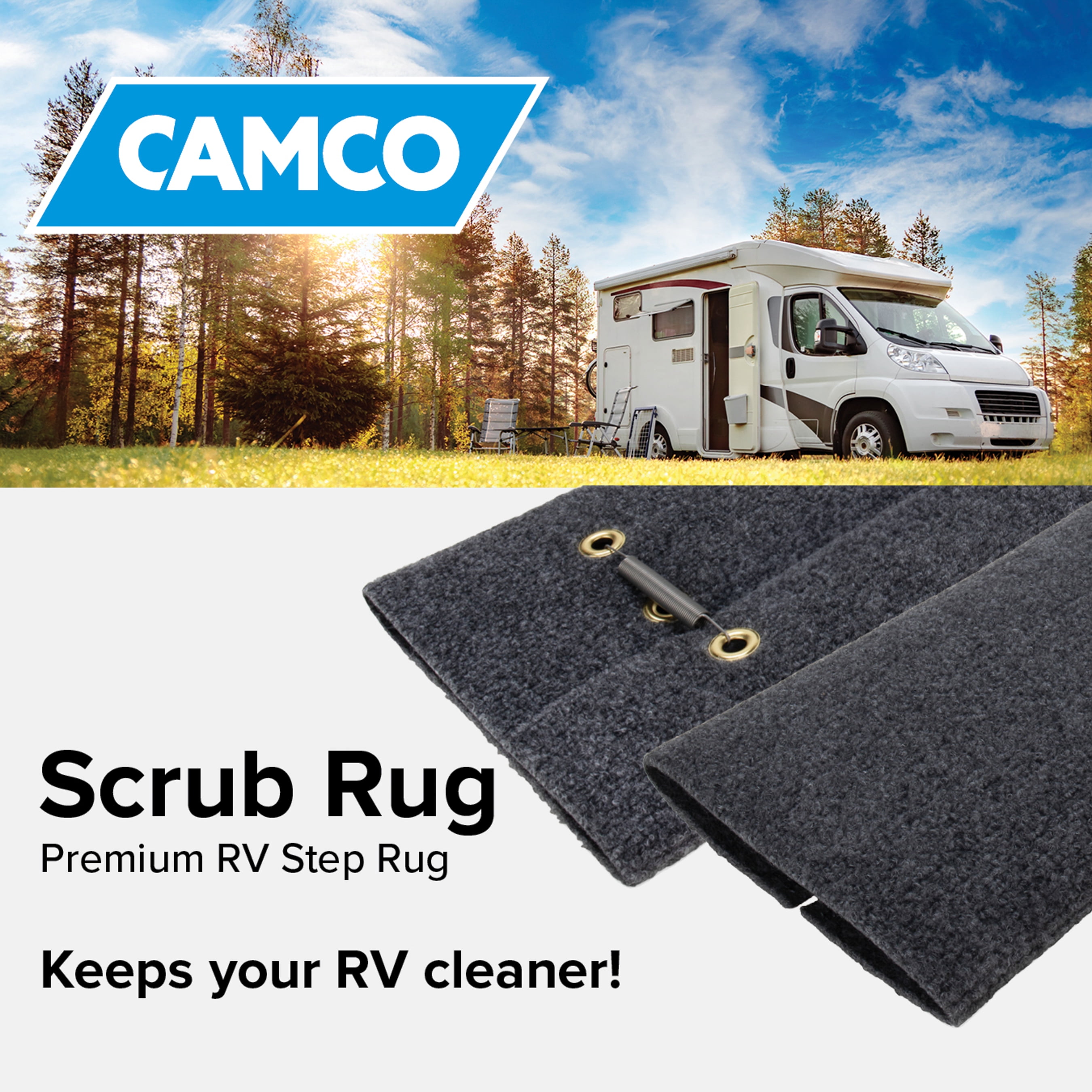 (2 pack) Camco Wrap around RV Step Rug - ﻿Weather-Resistant Materials, Gray (42925)
